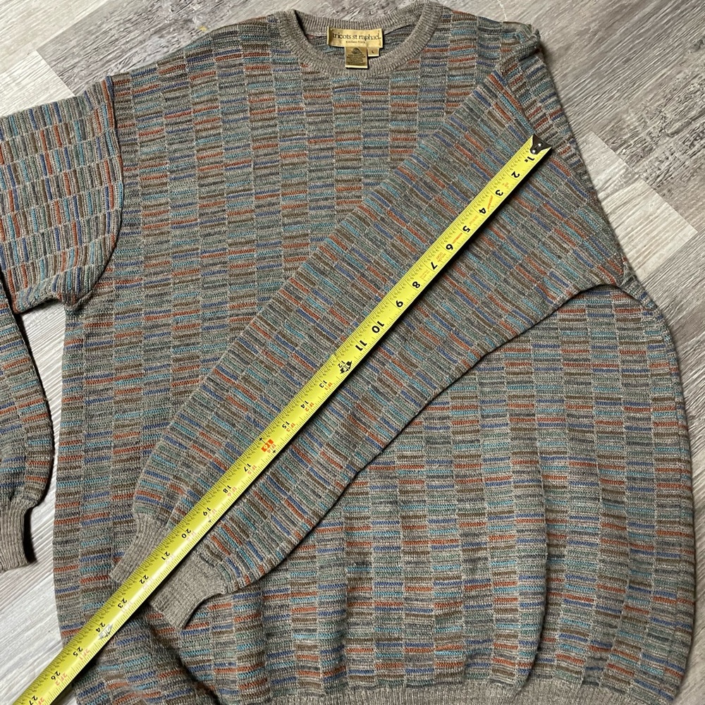 Vintage 1990s Tricots St. Raphael Textured Merino Wool 3D Knit Crewneck Sweater - Picture 10 of 11